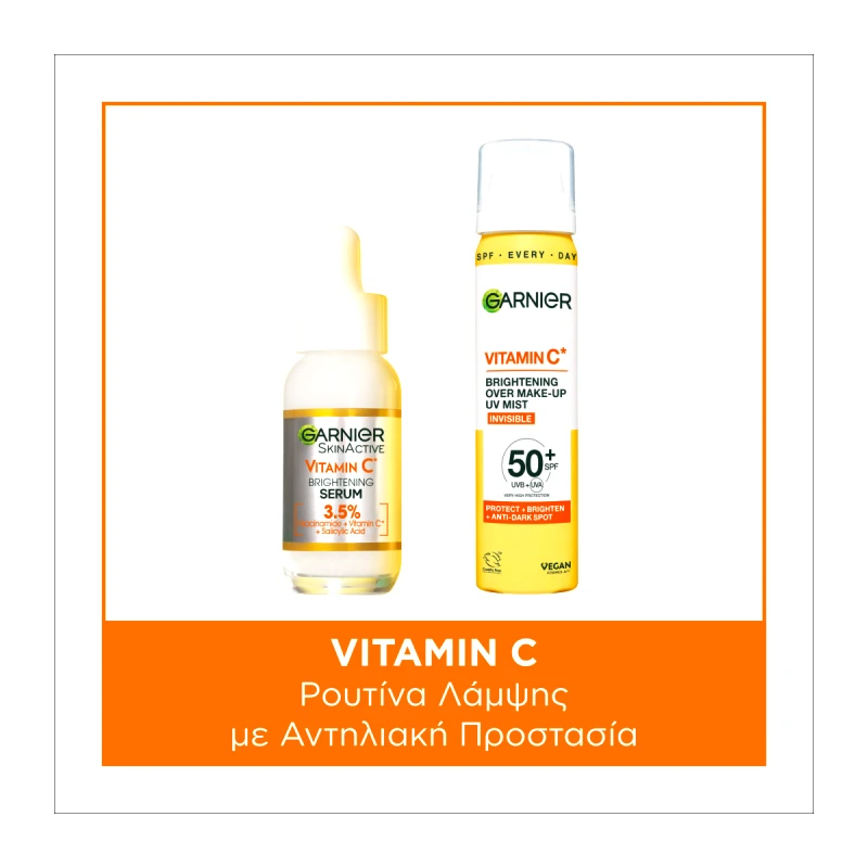 L''OREAL PARIS BUNDLES Garnier Vitamin C Ρουτίνα Λάμψης 2 Βημάτων Με Αντηλιακή Προστασία SPF50+