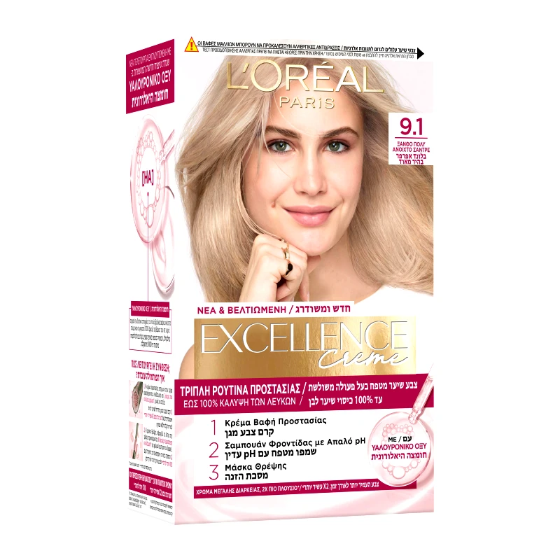 EXCELLENCE CREME Excellence Creme 9.1 Ξανθό Πολύ Ανοιχτό Σαντρέ 48ml