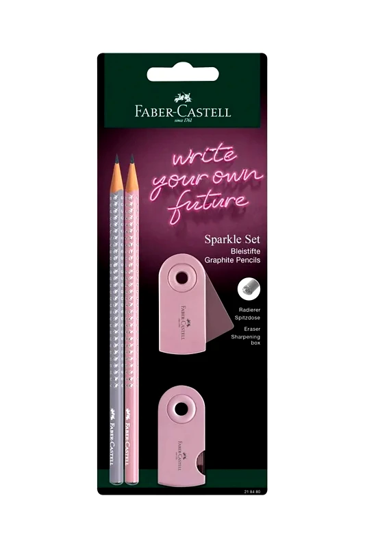 FABER-CASTELL Faber-Castell σετ μολύβια, γομά και ξύστρα Sparkle rose shadows BC (4 τεμάχια) - 077218480