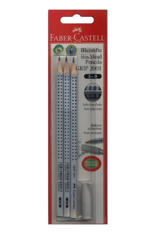 FABER-CASTELL Faber-Castell Μολύβια Grip 2001-Γόμα Καπάκι (3 τεμάχια) - 077117097/