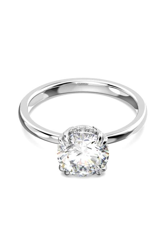 SWAROVSKI Swarovski γυναικείο δαχτυλίδι κοκτέιλ κοπή princess, λευκό, επιμετάλλωση ροδίου "Constella" - 5638529