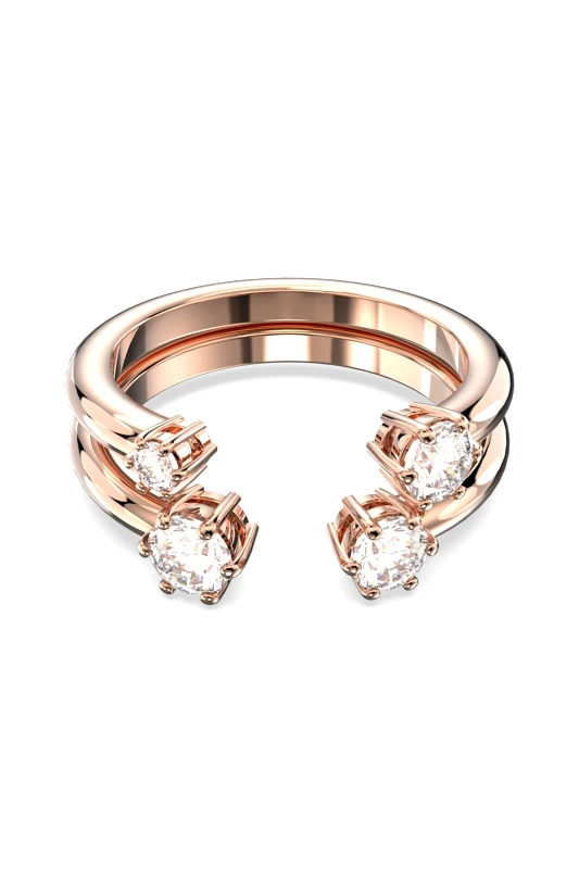 SWAROVSKI Swarovski δαχτυλίδι σετ, στρογγυλή κοπή, λευκό, επιμετάλλωση σε ροζ χρυσαφί τόνο "Constella" (2 τεμάχια) - 5640972