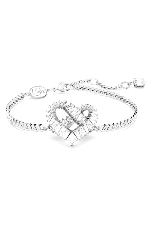 SWAROVSKI Swarovski γυναικείο βραχιόλι καρδιά, λευκό, επιμετάλλωση ροδίου "Matrix" - 5648299