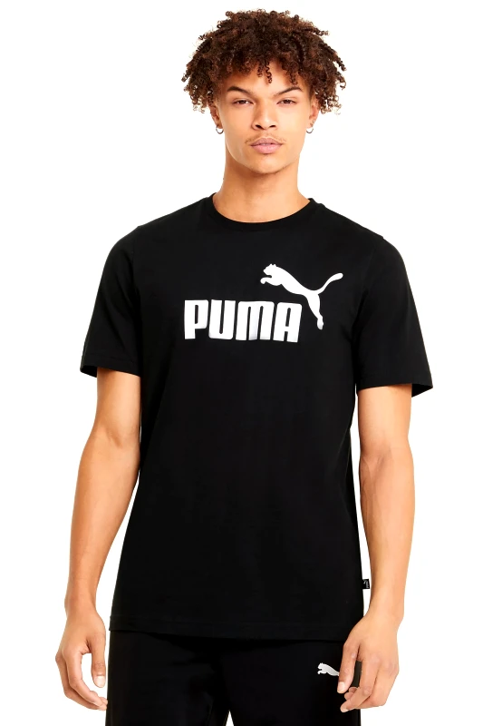 PUMA Puma ανδρικό T-shirt με logo print Regular Fit "Essentials Logo" - 586666 Μαύρο