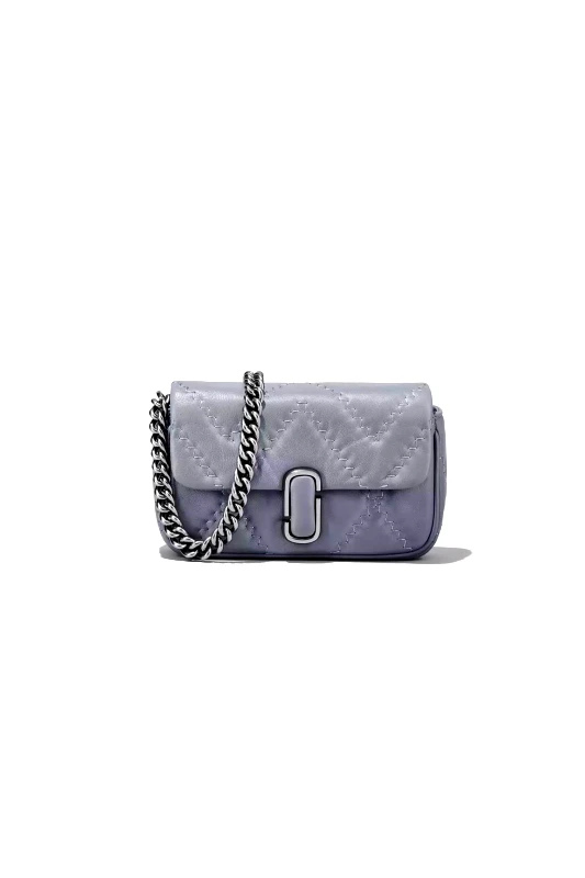 MARC JACOBS Marc Jacobs γυναικεία καπιτονέ τσάντα ώμου "The Quilted Leather J Marc Mini" - 2S3HSH016H03 Γκρι
