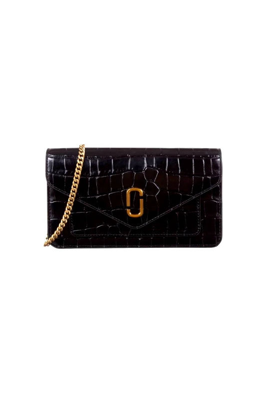 MARC JACOBS Marc Jacobs γυναικείoς φάκελος croco με αλυσίδα "The Croco Longshot Chain Wallet Dtm" - 2F3SMN058S07 Μαύρο