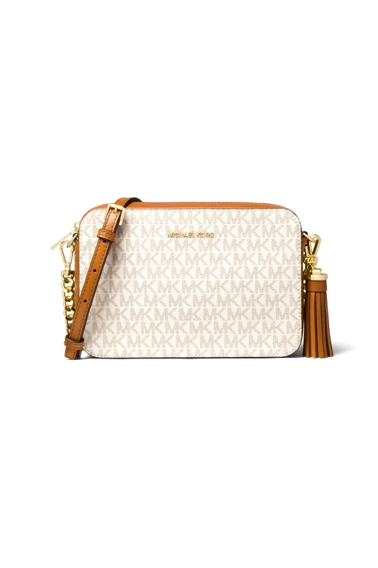 MICHAEL KORS Michael Kors γυναικεία crossbody τσάντα με all-over logo letter print - 32F8GF5M2B Εκρού