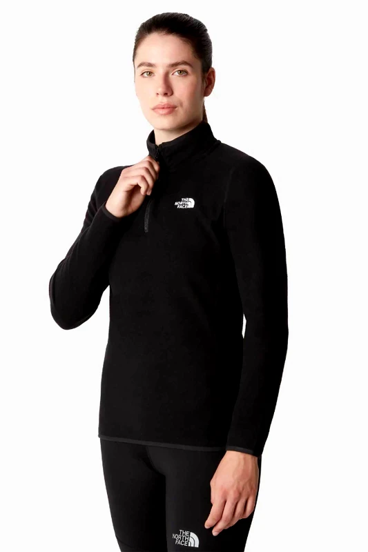 THE NORTH FACE The North Face γυναικεία fleece μπλούζα φούτερ μονόχρωμη με κεντημένο contrast λογότυπο "100 Glacier" - NF0A855MJK31 Μαύρο