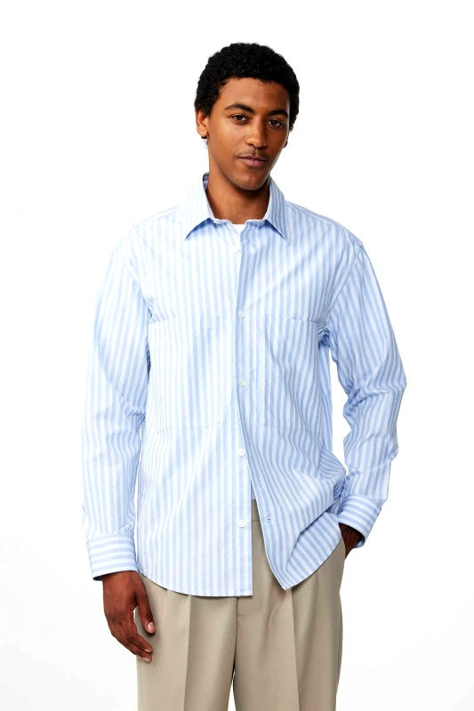 NN.07 NN.07 ανδρικό πουκάμισο με ριγέ σχέδιο Relaxed Fit "Freddy 5973" - 2365973746 Μπλε Ανοιχτό