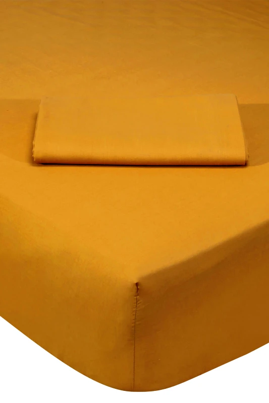 DAS HOME Das Home σεντόνι ημίδιπλο μονόχρωμο με λάστιχο "1019" 120 x 200 cm - 422410041019 Μουσταρδί