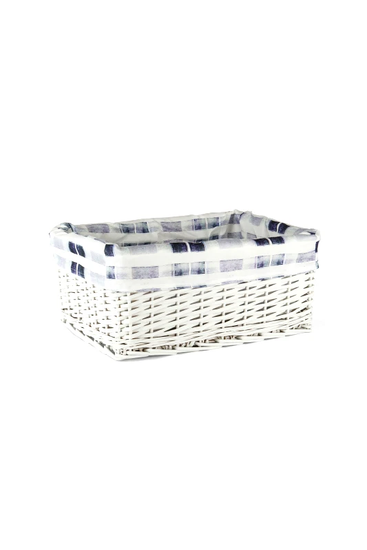 COINCASA Coincasa καλάθι ξύλινο με καρό ύφασμα 42 x 30 cm - 007239363 Λευκό
