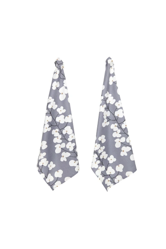 COINCASA Coincasa σετ πετσέτες κουζίνας με all-over floral print (2 τεμάχια) - 006718068 Γκρι