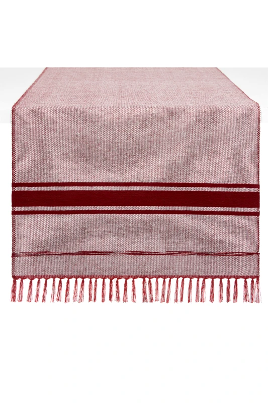 COINCASA Coincasa βαμβακερό runner με ριγέ σχέδιο και κρόσσια 40 x 140 cm - 007125933 Κόκκινο
