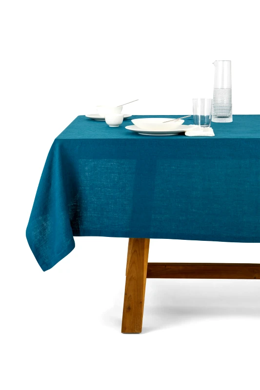 COINCASA Coincasa τραπεζομάντηλο μονόχρωμο "Linen Joy" 140 x 250 cm - 007219333 Πετρόλ