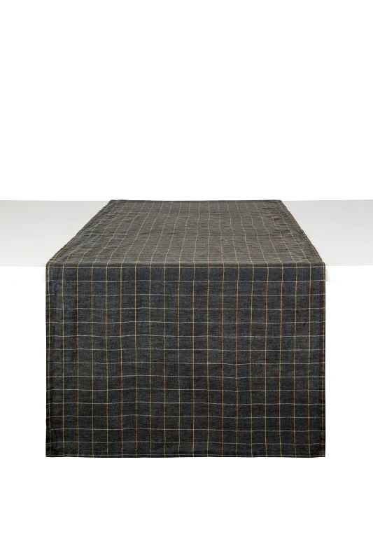 COINCASA Coincasa ράνερ λινό με καρό σχέδιο 45 x 140 cm - 007254041 Ανθρακί