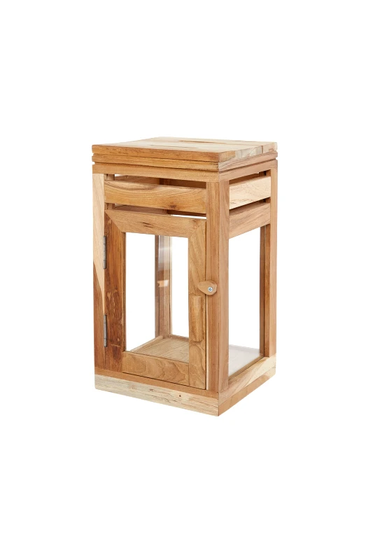 COINCASA Coincasa διακοσμητικό φανάρι με ξύλινο σκελετό 35 cm - 007154148 Καφέ