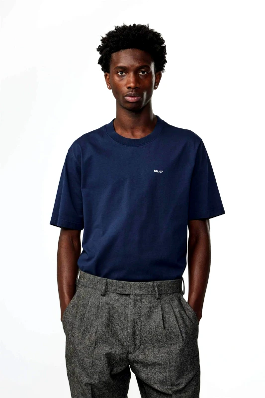 NN.07 NN.07 ανδρικό T-shirt με logo print Regular Fit "Adam 3209" - 2363209248 Μπλε Σκούρο