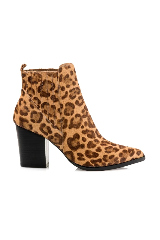 STEVE MADDEN Steve Madden γυναικεία μποτάκια με leopard print ''Justina'' - 219744-JUSTINA Μπεζ