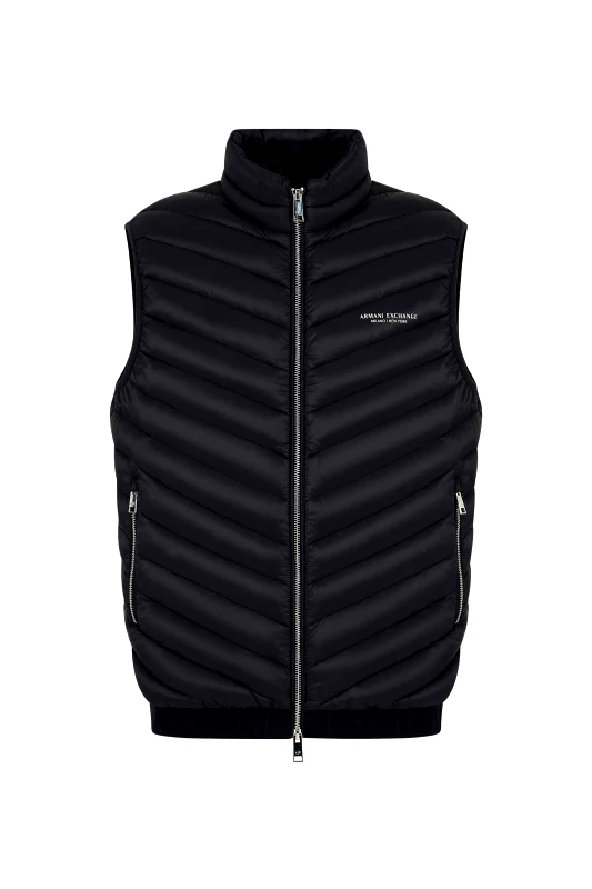 ARMANI EXCHANGE Armani Exchange ανδρικό αμάνικο μπουφάν καπιτονέ με λογότυπο - 8NZQ52ZNW3Z Μαύρο