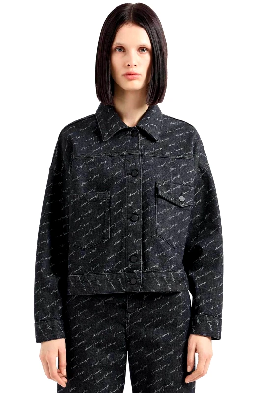 ARMANI EXCHANGE Armani Exchange γυναικείο denim jacket με all-over logo print Regular Fit - 6DYB20Y18BZ Μαύρο