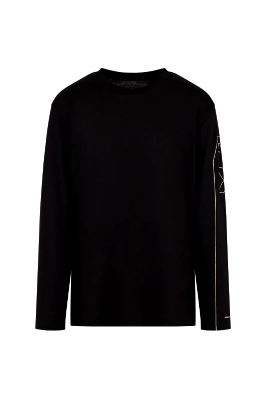 ARMANI EXCHANGE Armani Exchange ανδρική μακρυμάνικη μπλούζα με logo print - 6DZTH4ZJA5Z Μαύρο