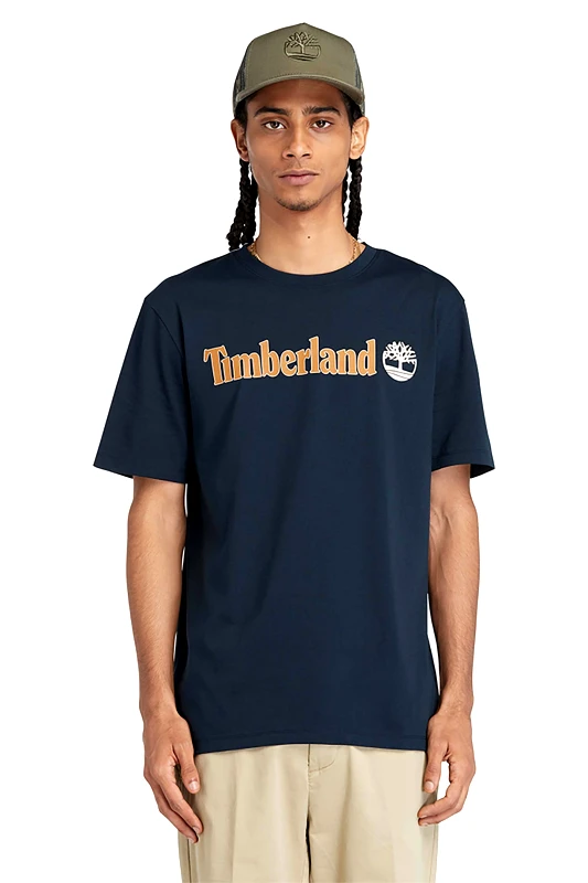 TIMBERLAND Timberland ανδρικό T-Shirt με letter logo print ''River Linear Logo" - TB0A5UPQ4331 Μπλε Σκούρο