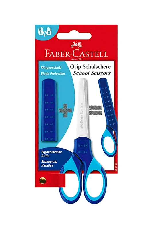 FABER-CASTELL Faber-Castell σχολικό ψαλίδι με προστατευτικό κάλυμμα και ζώνη μαλακής λαβής Μπλε - 077181549