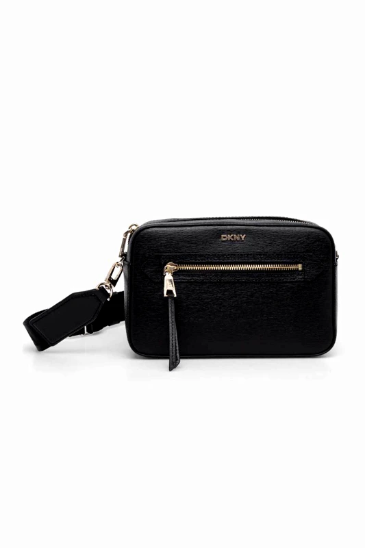 DKNY DKNY γυναικεία δερμάτινη τσάντα crossbody με μεταλλικό λογότυπο "Bryant" - R42E3E22 Μαύρο