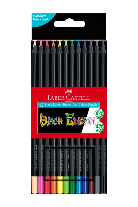 FABER-CASTELL Faber-Castell Ξυλομπογιές Black Edition Σετ 12 χρώματα - 077116412