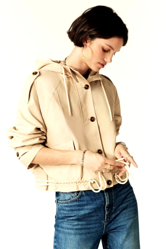 BA&SH ba&sh γυναικείο jacket αδιάβροχο με κουκούλα "Torry" - 1H24TORR Μπεζ