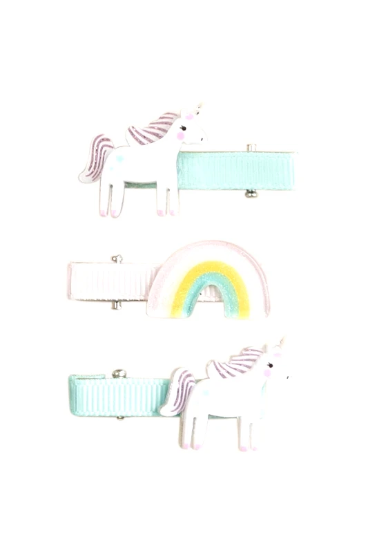 DPAM DPAM σετ παιδικά κοκκαλάκια μαλλιών "Unicorn" (3 τεμάχια) - 351824 Λευκό