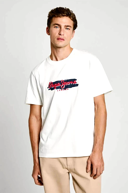 PEPE JEANS Pepe Jeans ανδρικό T-shirt με contrast logo print Regular Fit - PM509713 Λευκό