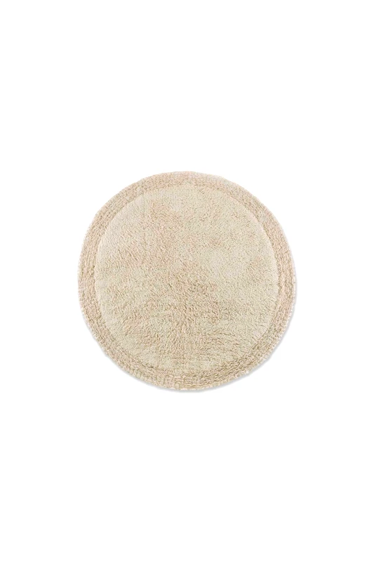 DOWN TOWN HOME DOWN TOWN Home χαλάκι μπάνιου στρογγυλό μονόχρωμο "Frill Light Beige" 120 cm - 60-0289