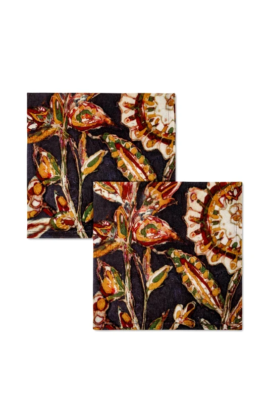 COINCASA Coincasa σετ βαμβακερές πετσέτες φαγητού με floral print 42 x 42 cm (2 τεμάχια) - 007372846 Μπλε Σκούρο
