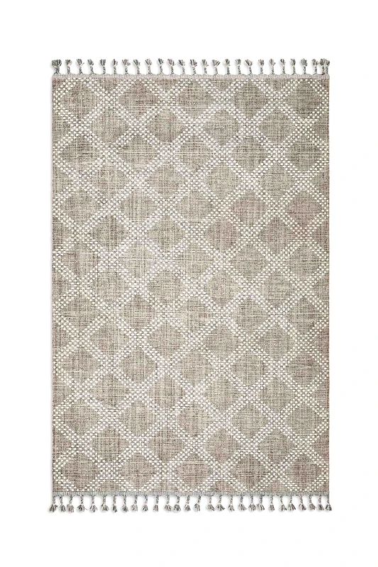 COINCASA Coincasa χαλί με contrast geometric pattern και κρόσσια στο τελείωμα 180 x 120 cm - 007383717 Γκρι