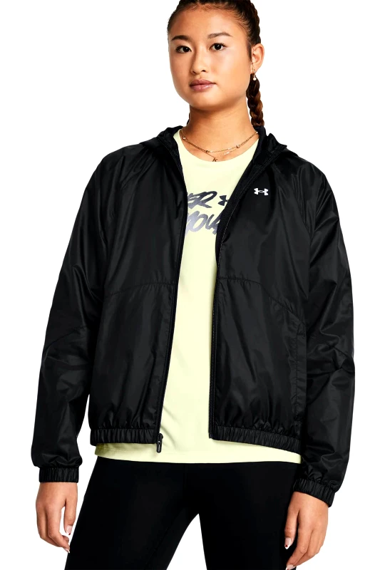 UNDER ARMOUR Under Armour γυναικείο αντιανεμικό μπουφάν με λογότυπο και κουκούλα Loose Fit "Rival Sport" - 1382698 Μαύρο