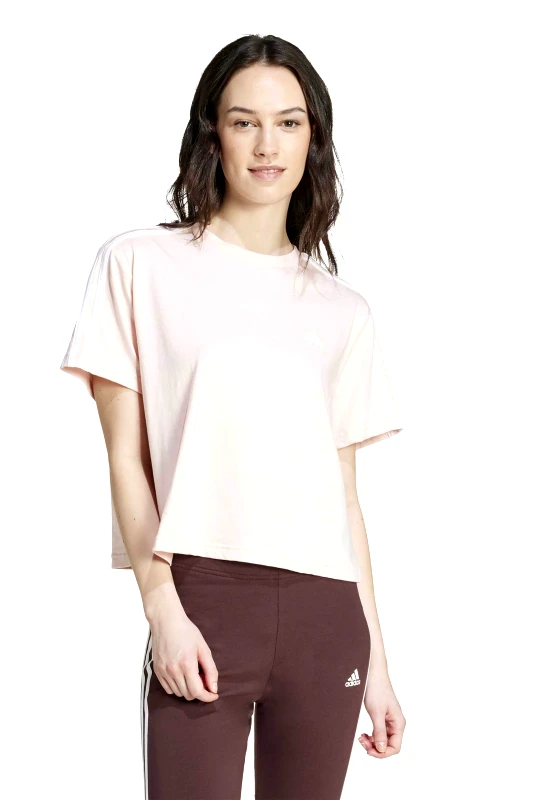 ADIDAS Adidas γυναικείο T-shirt μονόχρωμο με λογότυπο Loose Fit - IY4227 Ροζ Ανοιχτό