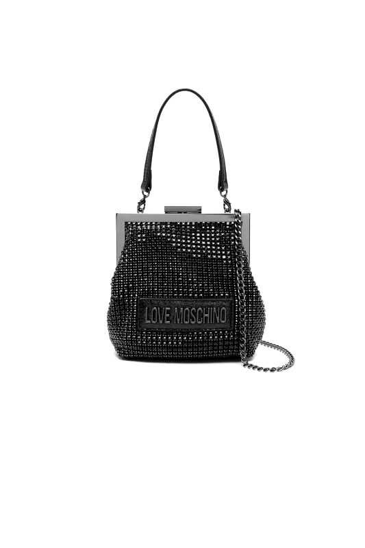 LOVE MOSCHINO Love Moschino γυναικεία τσάντα χειρός με all-over σχέδιο με στρας - JC4043PP1LLP1 Μαύρο