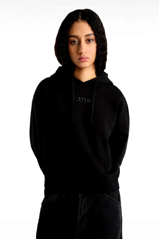 VANS Vans γυναικεία μπλούζα φούτερ με κουκούλα και κεντημένο λογότυπο Relaxed Fit "Essential" - VN000JF6BLK1 Μαύρο