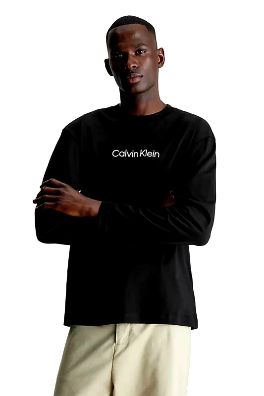 CALVIN KLEIN Calvin Klein ανδρική μακρυμάνικη μπλούζα με λογότυπο Comfort Fit - K10K112396 Μαύρο
