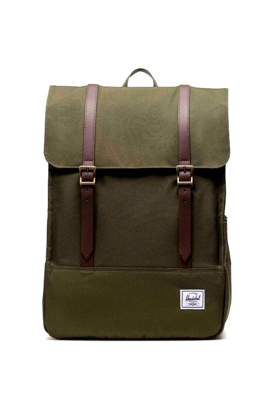 HERSCHEL Herschel unisex backpack μονόχρωμο με contrast logo patch "Survey™" 20 L - 66UBCL01071 Λαδί