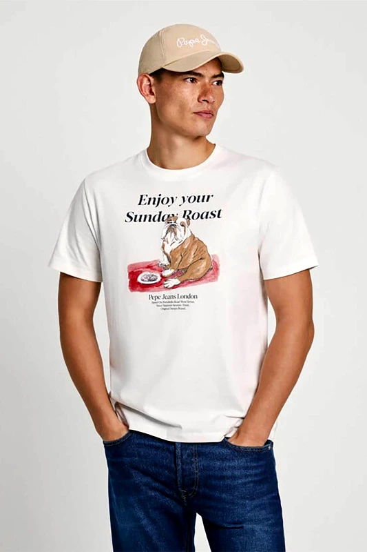 PEPE JEANS Pepe Jeans ανδρικό T-shirt με print και lettering Regular Fit - PM509622 Λευκό