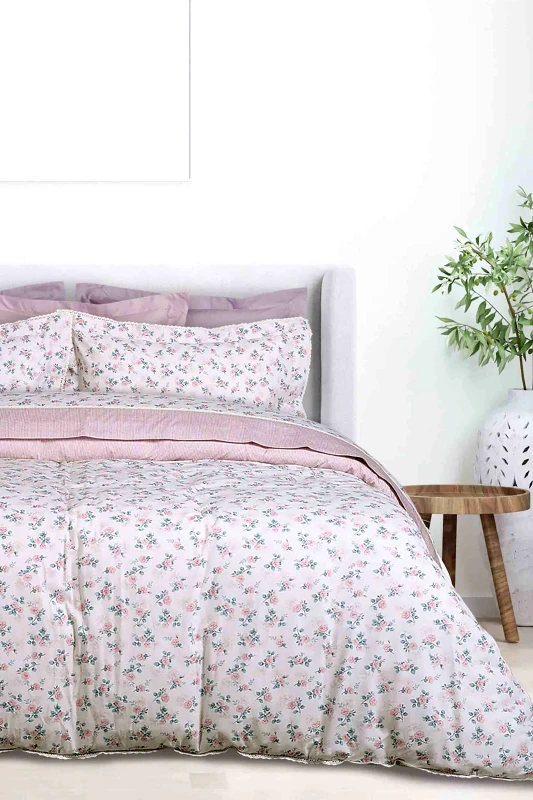 DAS HOME Das Home κουβερλί υπέρδιπλο με floral print "PRESTIGE 1680" 220 x 240 cm - 402005201680 Ροζ Ανοιχτό