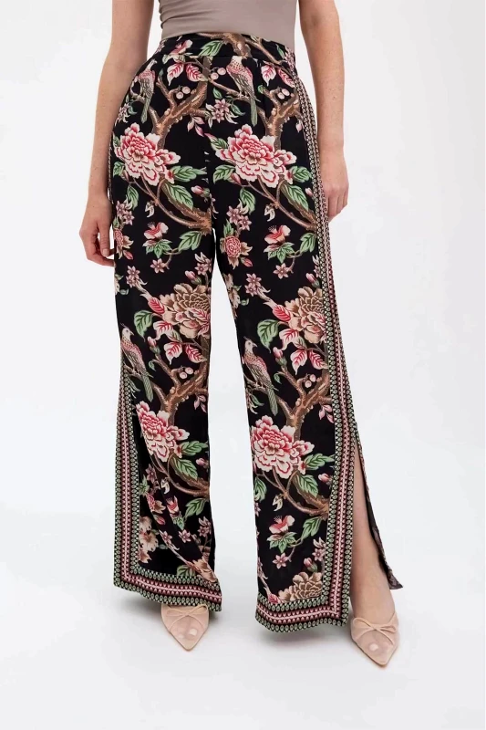 RAISHMA Raishma γυναικείο παντελόνι με floral print "Hallie" - AW2400BK Μαύρο