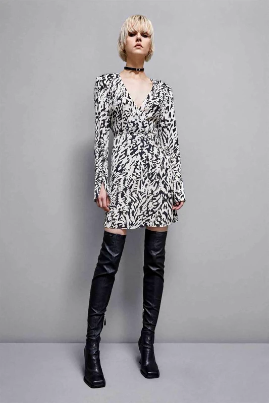 PATRIZIA PEPE Patrizia Pepe γυναικείο mini φόρεμα με all-over print - 8A1397A463 Μαύρο