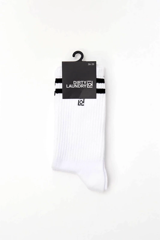 DIRTY LAUNDRY Dirty Laundry σετ unisex μακριές κάλτσες ribbed (2 ζευγάρια) - DLMSC000003 Λευκό