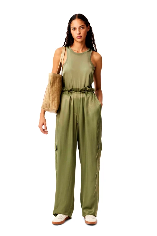 LACOSTE Lacoste γυναικείο cargo παντελόνι με ελαστική μέση Loose Fit - HF4002-00 Λαδί