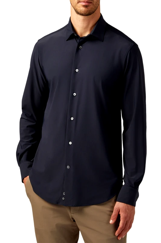 BOGGI MILANO Boggi Milano ανδρικό πουκάμισο μονόχρωμο Slim Fit - BO20C005602 Μπλε Σκούρο