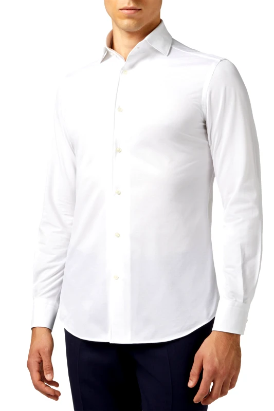 BOGGI MILANO Boggi Milano ανδρικό πουκάμισο μονόχρωμο Regular Fit - BO21C004101 Λευκό