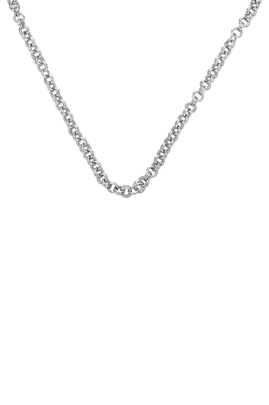 FOLLI FOLLIE Folli Follie γυναικείο ασημί κολιέ αλυσίδα με στρογγυλούς κρίκους "The Chain Addiction" - 1N24D108 Ασημί